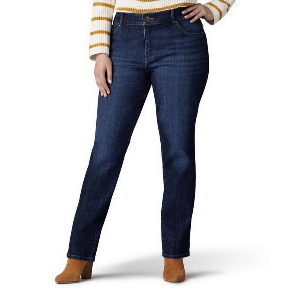 Lee Plus Women’s Jeans Straight Leg Relaxed Fit Mid Rise Size 18W Dark